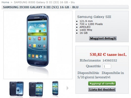 Samsung Galaxy S3 in offerta