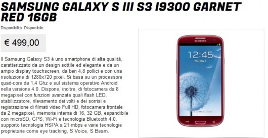 Samsung Galaxy S3 prezzo più basso