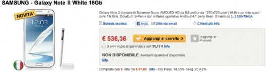 Samsung Galaxy Note 2 prezzi